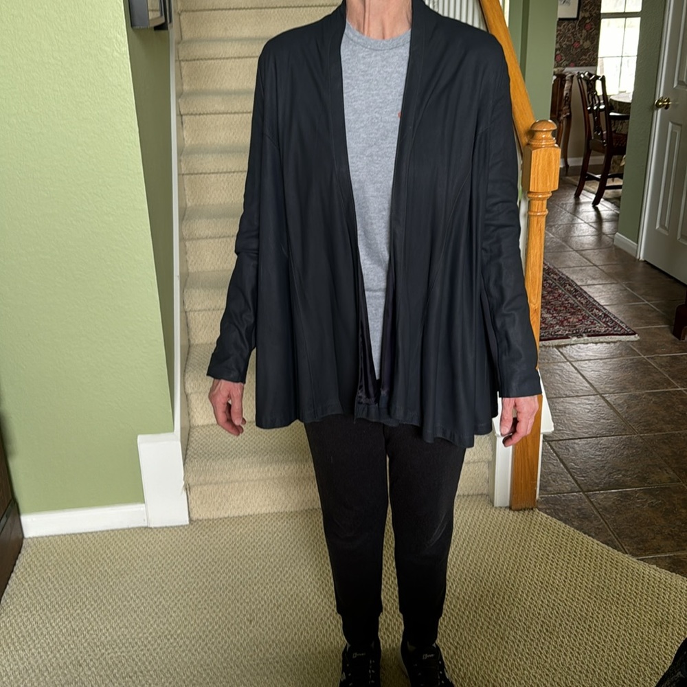 My Tribe leather swing coat
